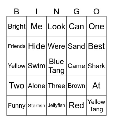 Funny Fish Bingo Card