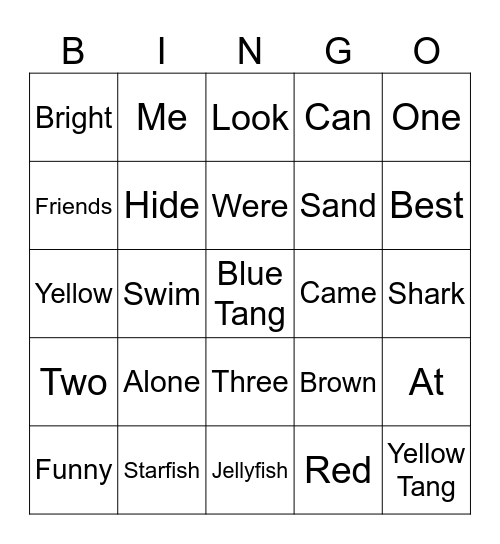Funny Fish Bingo Card