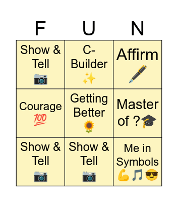 Solar Plexus Bingo Card