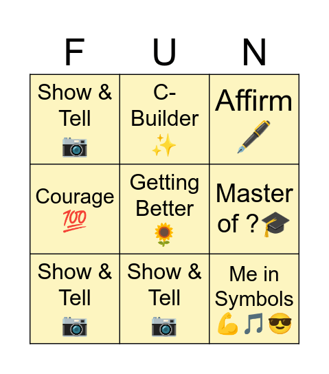 Solar Plexus Bingo Card