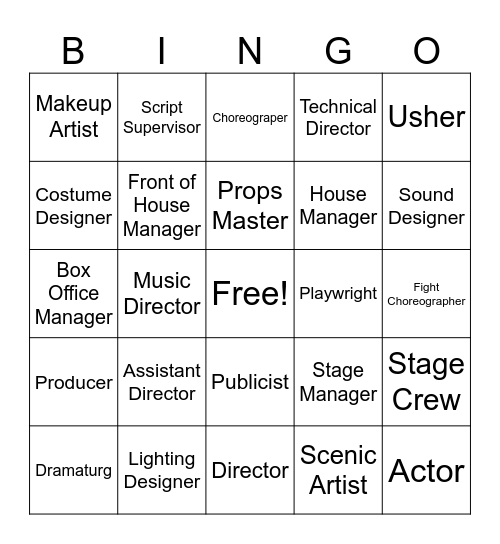 STATE PRODUCTION Bingo Card