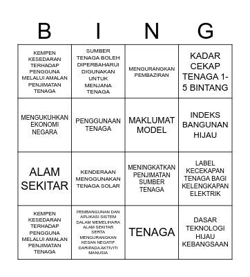 BINGO LESTARI Bingo Card