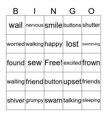 Frog and Toad Are Friends Bingo Card