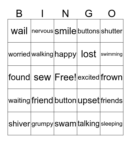 Frog and Toad Are Friends Bingo Card