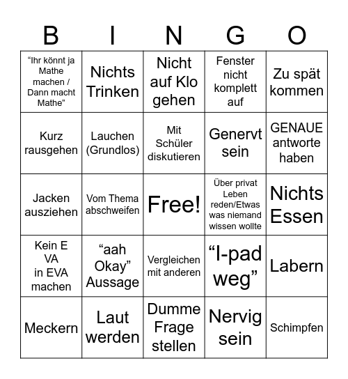 Frau Wolf Bingo Card