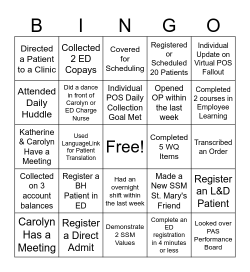 PAS Bingo Card