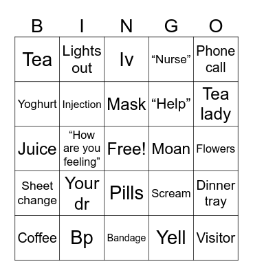 Hospital Bingo Card