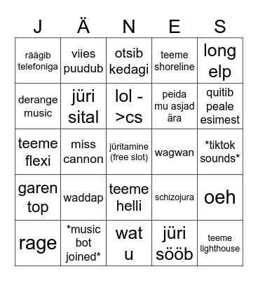 BingoJura Bingo Card