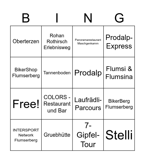 Flumserberg-Bingo Card