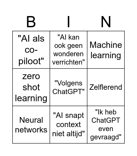 AI Buzzword bingo Card