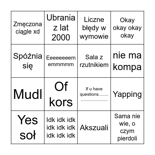 Stolarek bingo Card