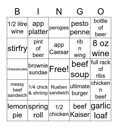 SWISS CHALET Bingo Card