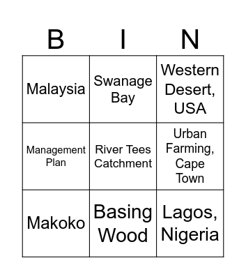 Case Study Bingo Card