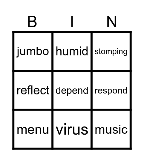 Fundations Lingo BINGO Card