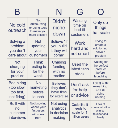 Founders of the East Bingo Card