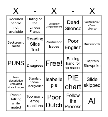 Info Session Bingo Card