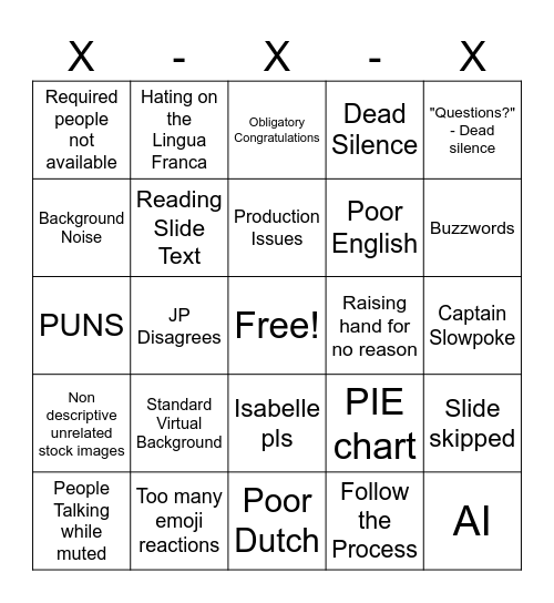 Info Session Bingo Card