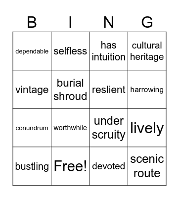 C1 - 11.03 Bingo Card