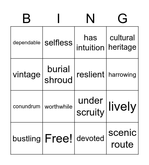 C1 - 11.03 Bingo Card