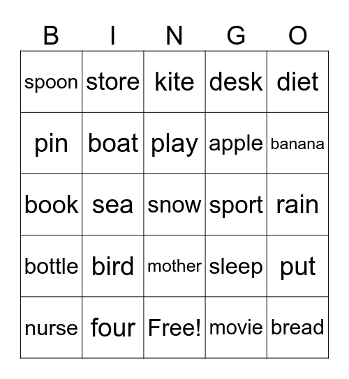 Phonics Is Fun Vocabulary Bingo Card
