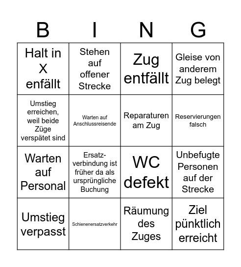 Bahn Bingo 🚂 Bingo Card