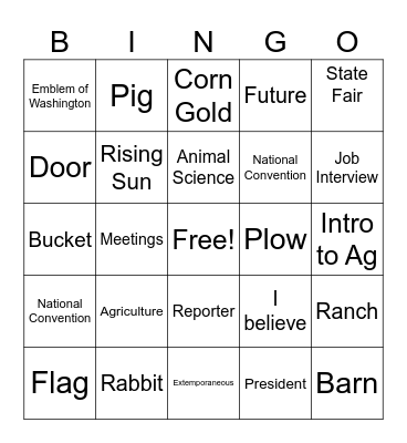 FFA Bingo Card