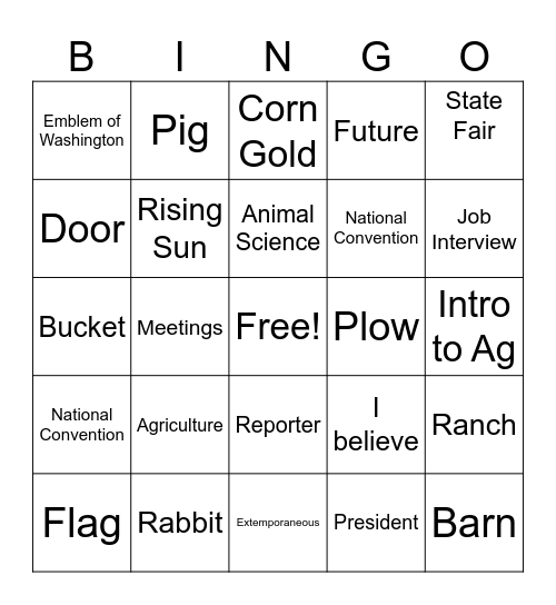 FFA Bingo Card