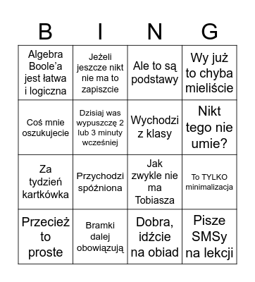 Wrona Bingo Card