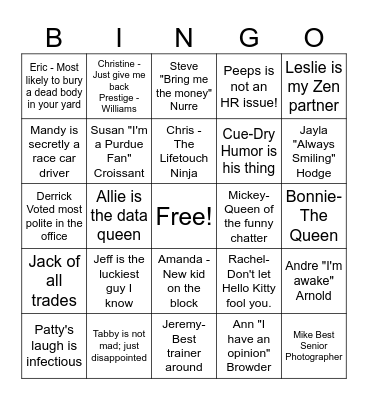 HM OFFICE BINGO Card