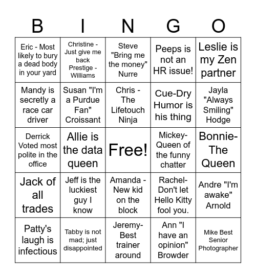 HM OFFICE BINGO Card