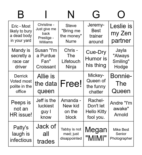 HM OFFICE BINGO Card
