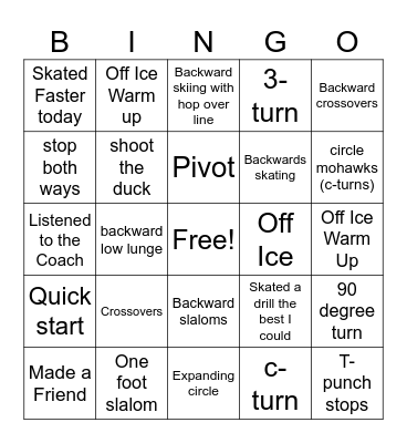 Hockey Bingo Card