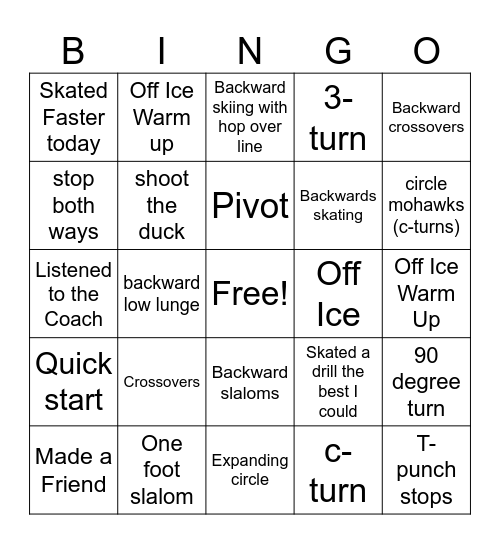 Hockey Bingo Card