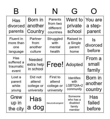 DEI Bingo Card