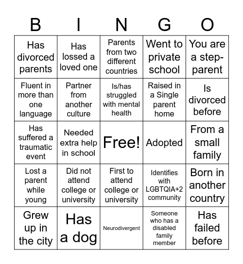 DEI Bingo Card