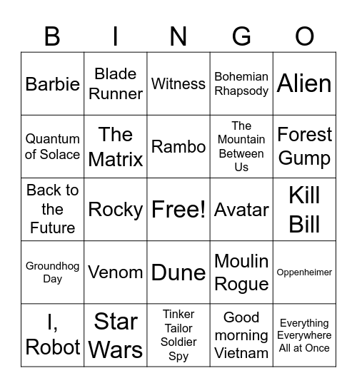 Film Bingo Card