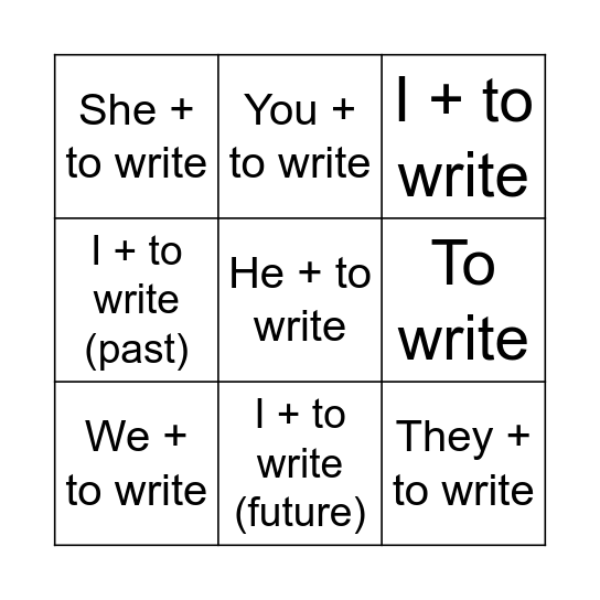 WRITE Bingo Card