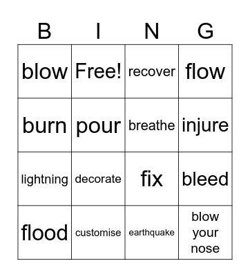 Vocabulary Review Bingo Card