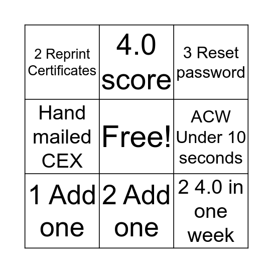 WS BINGO Card