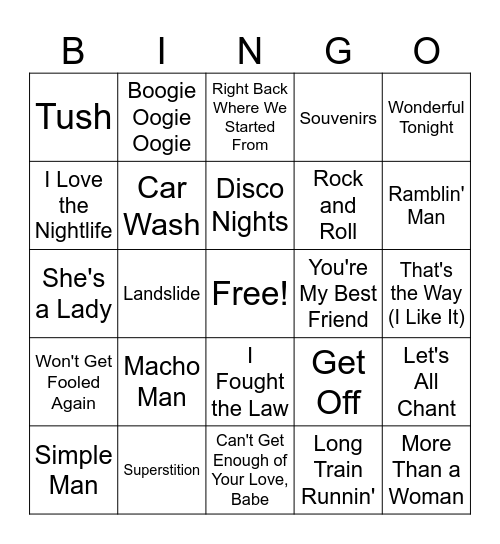 70s Music Bingo Round 4 Bingo Card