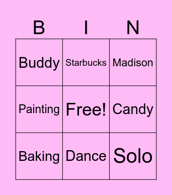 All about Riley Bingo Card