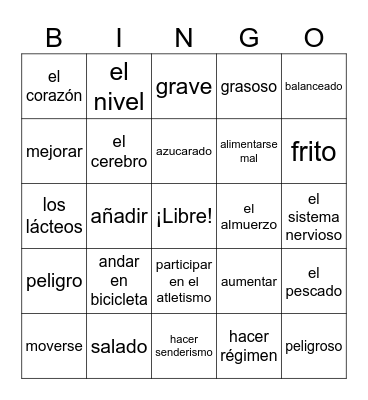 Level 2 Health Bingo Card