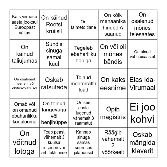 ETSi sünnipäev Bingo Card