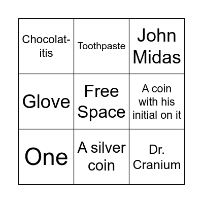 The Chocolate Touch Bingo Card