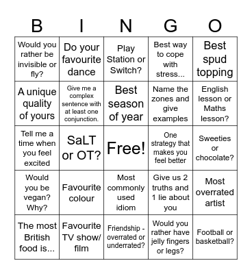 Get To Know Me Bingo Card