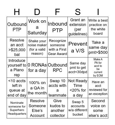 Collections CSW Bingo Card