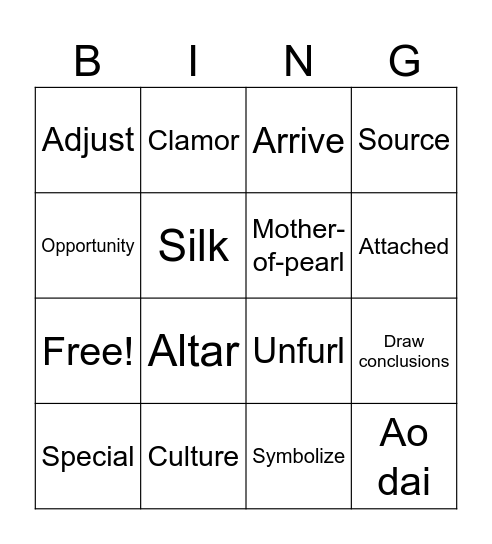 The Lotus Seed Bingo Card