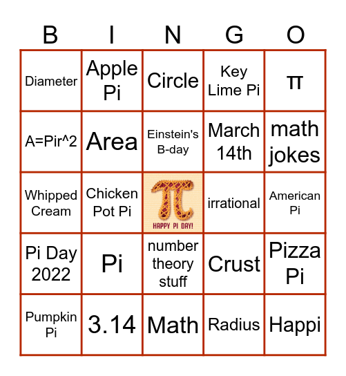 Pi Day Bingo Card