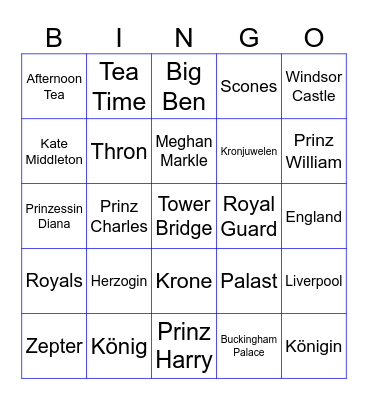 England Bingo Card