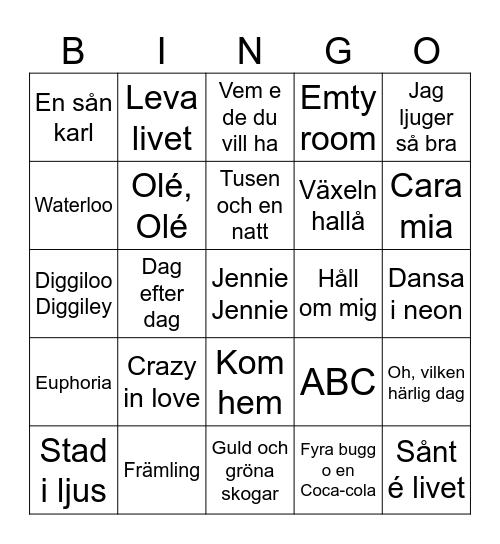 Schalger Bingo Card